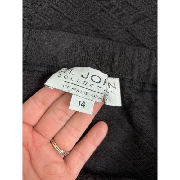 St. John Collection‎ women's 14 black 2pc blazer skirt business casual knit set - Picture 13 of 13